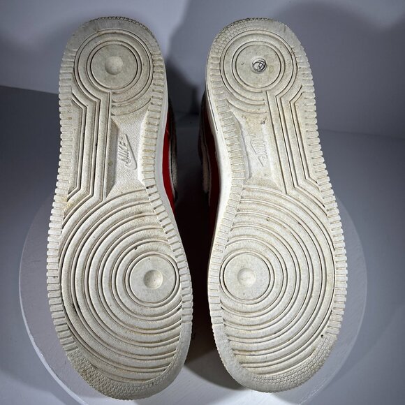 Nike Air Force 1 High Top Red Shoes Mens Size 10 Chenille Swoosh Sneakers AF1 BF - Picture 9 of 12